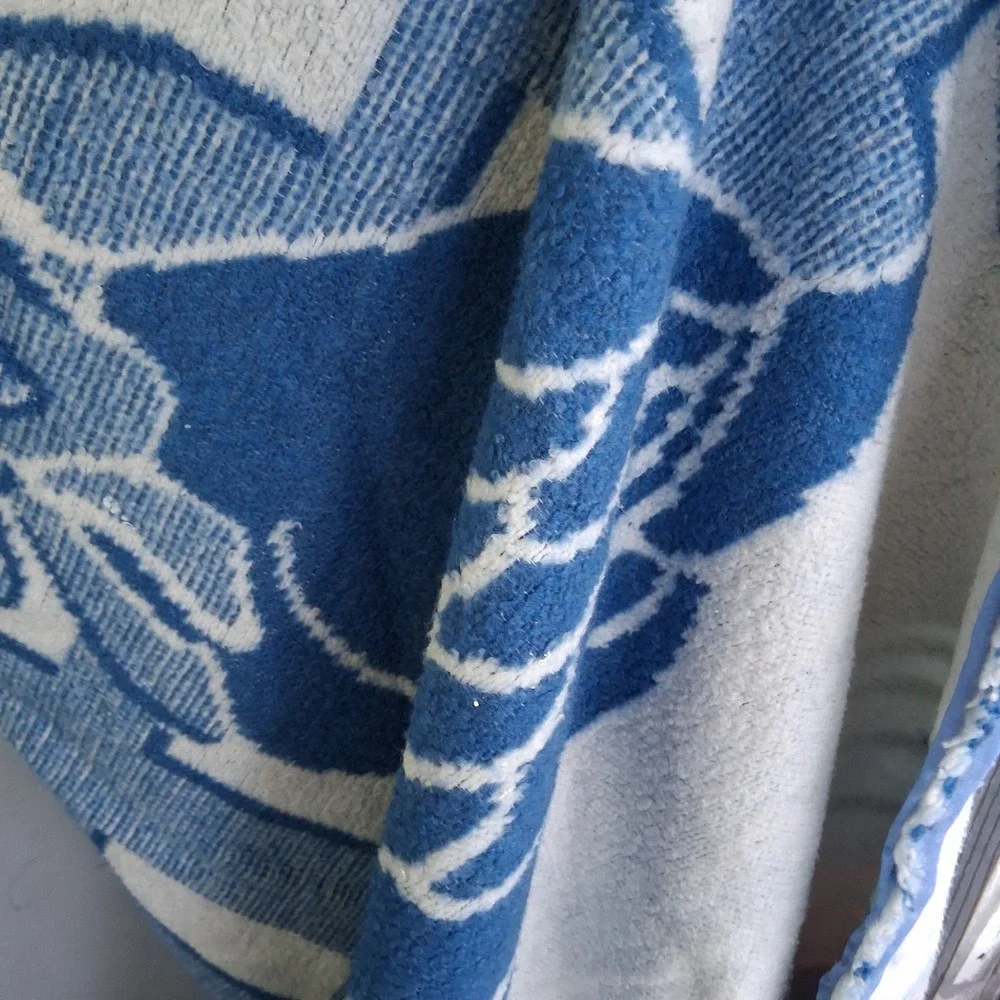 Vintage 80s‎ 90s Mora Goose Geese Soft Blanket Country Blue Dusty Rose Tulips...